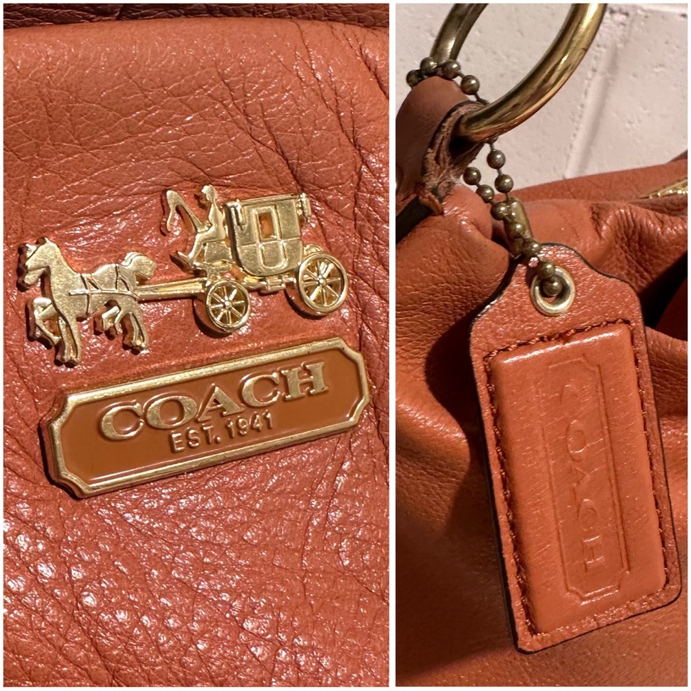 Coach Madison Isabelle Pebble Leather Hobo Bag Cognac/Saddle/Orange Shoulder Bag - Picture 10 of 16